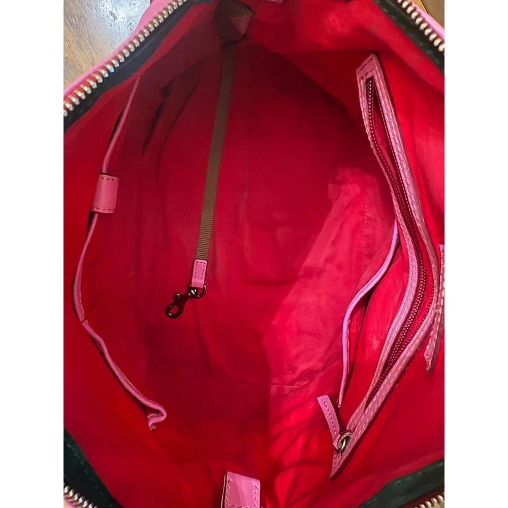 Dooney & Bourke Pink Leather Tassel Satchel Y2K Boho Buckle Handbag